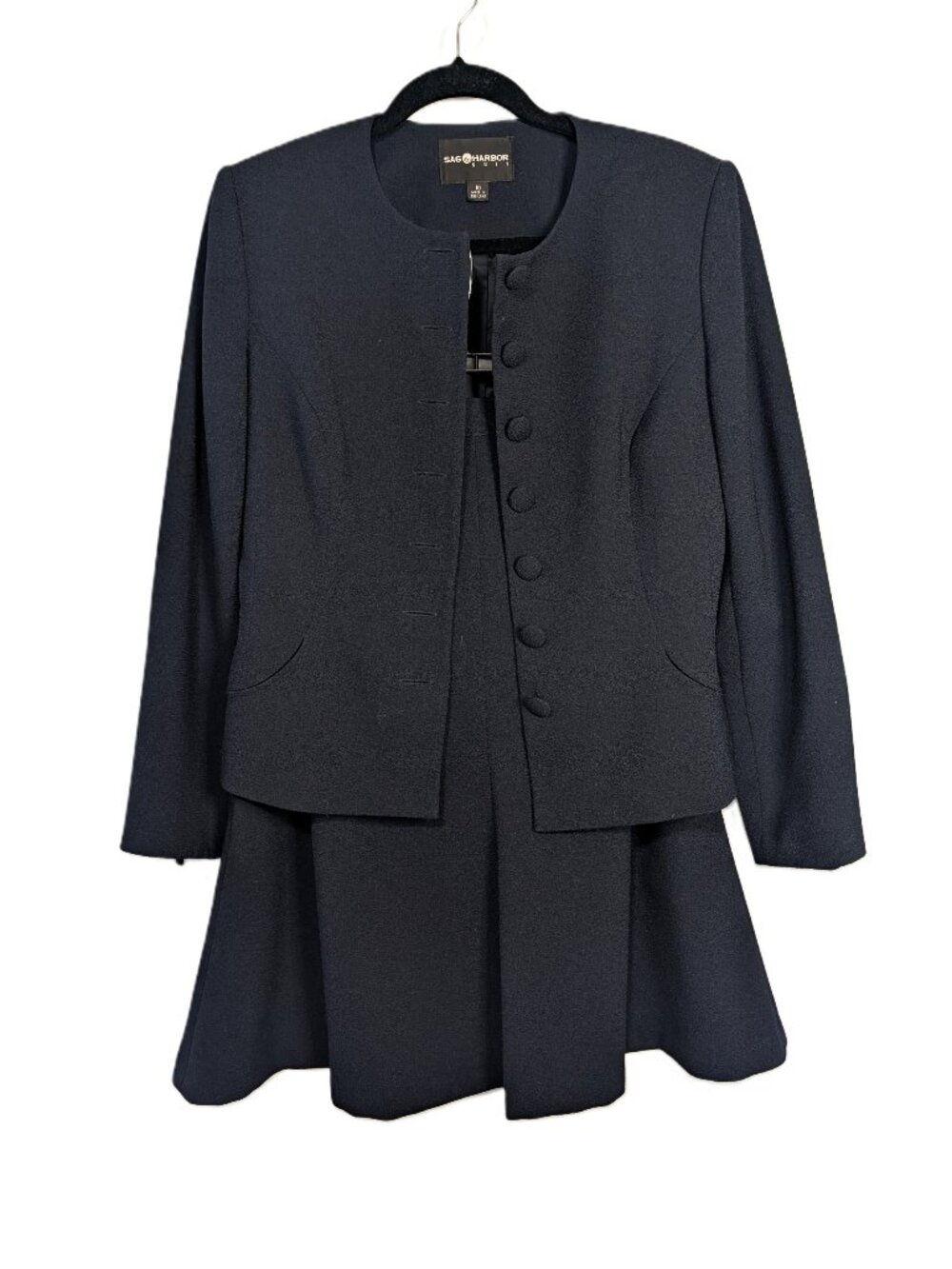 Vintage Sag Harbor Navy Blue Blazer and Skirt Suit Set Size 10